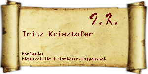 Iritz Krisztofer névjegykártya